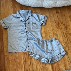 Women’s Blue Satin Pajama Set